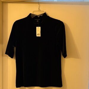 Banana Republic Black Velvet Short Sleeve Top
